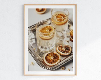 Cocktail Art Print: Dried Orange Slice Bar Decor (Digital Download)
