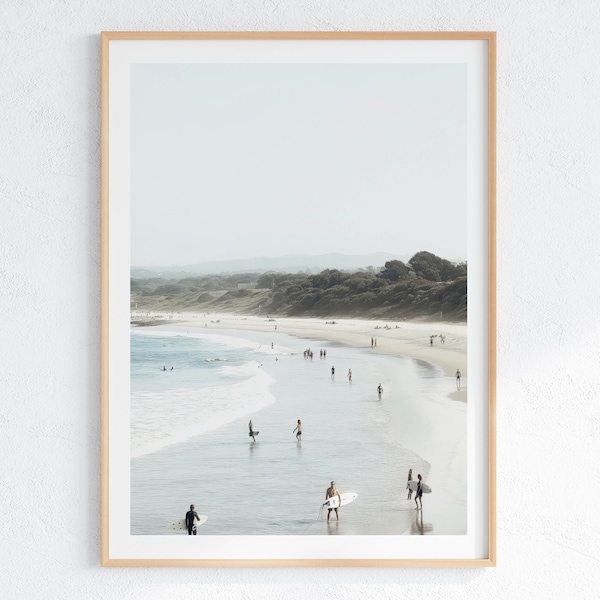 Surfing Lifestyle Wall Art - Beach Day Print, Coastal Photography Sandy Shoreline Poster for Relaxed Beach Scene Wall Decor, Printable Art