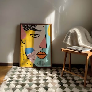 Colorful Abstract Face Art Print: Modern Home Decor (Digital Download)
