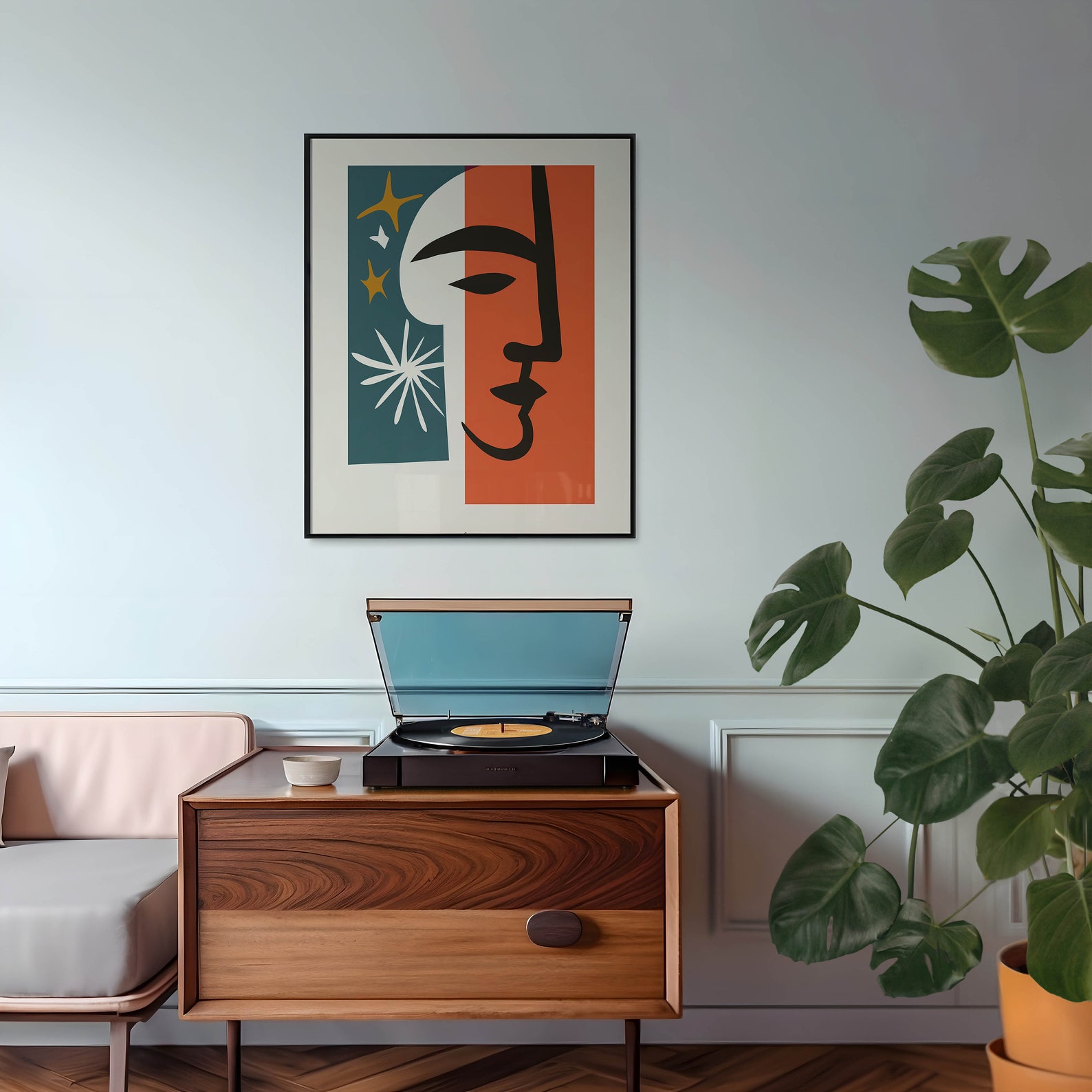 Celestial Face Wall Art Print - Modern Graphic Wall Art, Contemporary ...