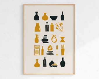 Minimalist Kitchen Utensils Art Print: Abstract Vases (Digital Download)