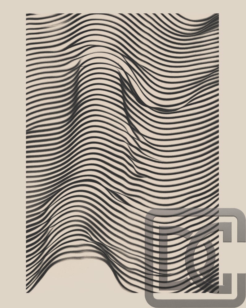 Black and White Optical Illusion Print, Modern Abstract Line Art ...