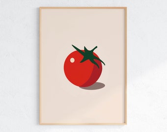 Minimalist Tomato Print: Vibrant Kitchen Wall Art (Digital Download)