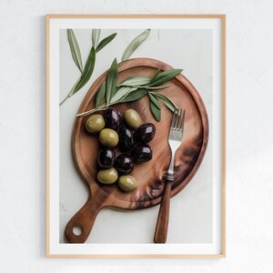 Rustic Kitchen Olive Branch Print - Food Art, Botanical Illustration, Printable Wall Art