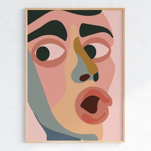 Abstract Face Portrait Print: Geometric Cubist Wall Art (Digital Download)