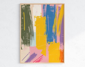 Colorful Abstract Brushstroke Art Print: Modern Expressionist Decor (Digital Download)