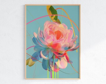 Abstract Floral Art Print: Vibrant Botanical Illustration (Digital Download)