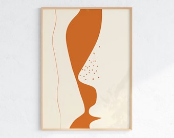 Curvilinear Abstract Form Art - Earth Tones Print, Minimalist Decor, Printable Wall Art