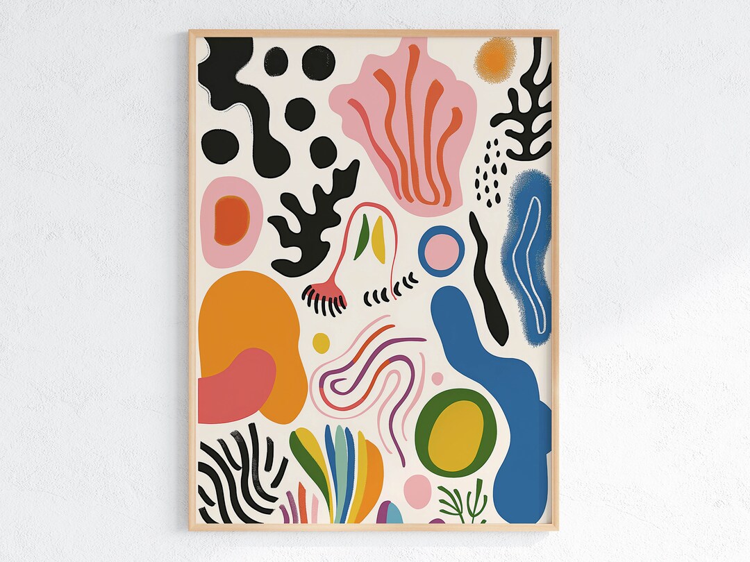Colorful Abstract Shapes Art Print: Modern Eclectic Decor (digital ...