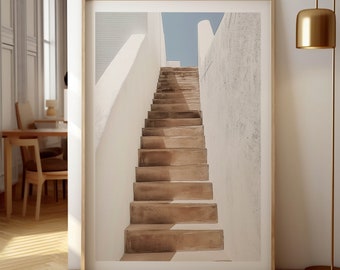 Santorini Stairs Print: Greek Village Wall Art (Digital Download)