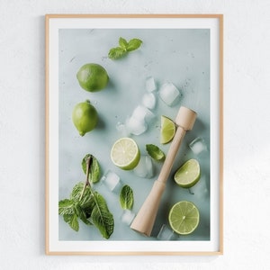 Mojito Ingredients Photo Print: Lime, Mint, Ice (Digital Download)