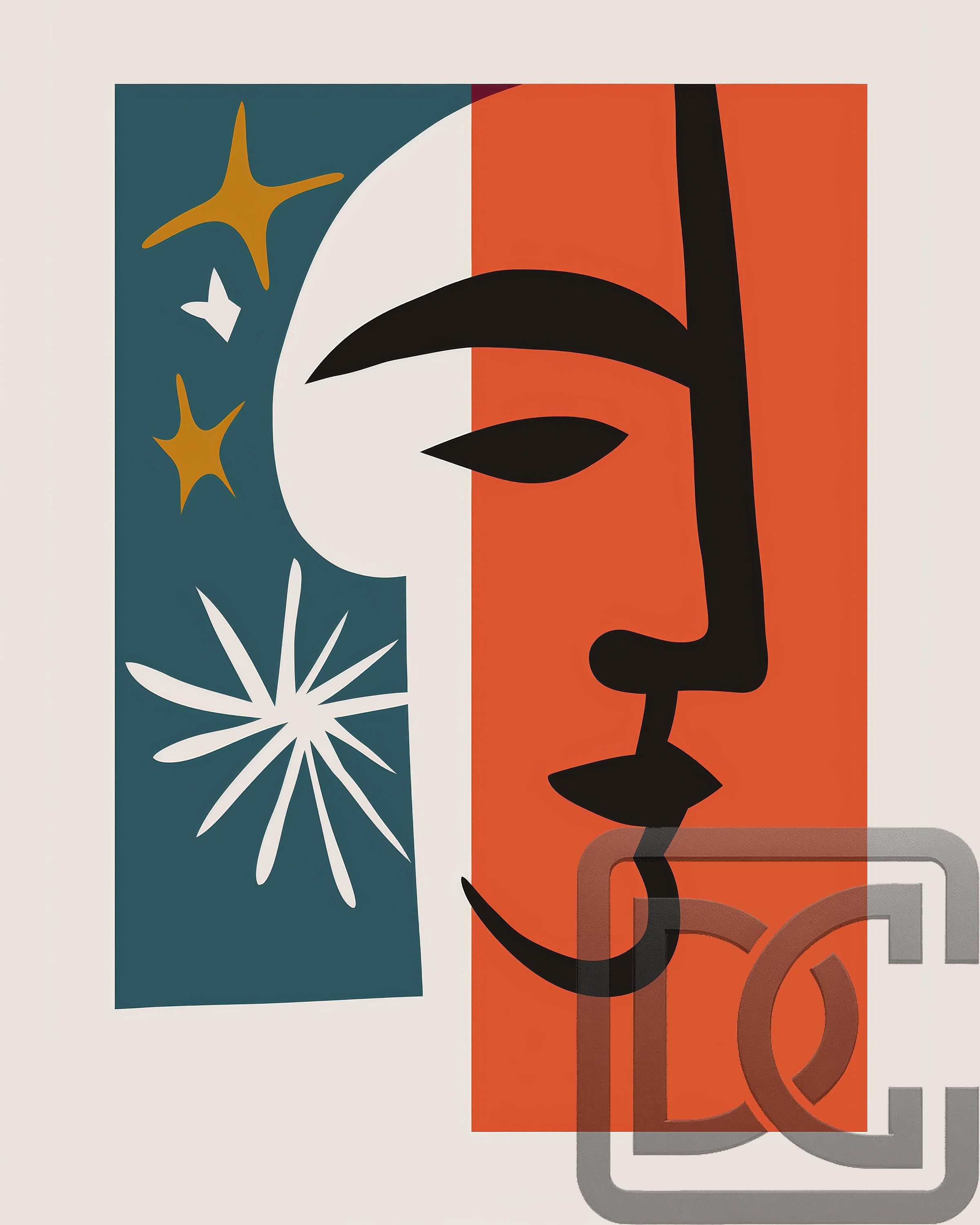Celestial Face Wall Art Print - Modern Graphic Wall Art, Contemporary ...