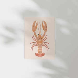 Vintage Lobster Art Print – Whimsical Coastal Printable – Fun Beach House Decor