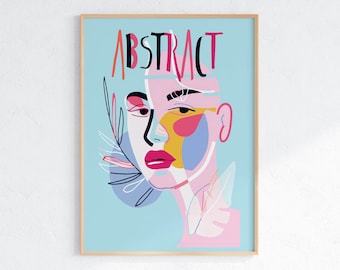 Pastel Abstract Woman Portrait: Modern Wall Art (Digital Download)