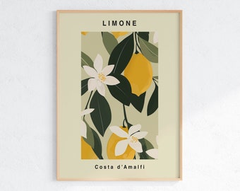 Lemon Botanical Print: Amalfi Coast Kitchen Art (Digital Download)