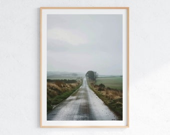 Misty Country Road Photography Print: Atmospheric Landscape (Digital Download)