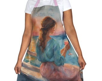 Set Sail in style w/Watercolor Waves Apron, 5-Color Straps
