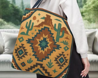 Cactus & Culture Southwestern Tote Bag, 3 sizes