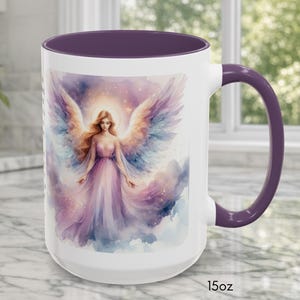 Angel Mug • Heavenly Guardian Coffee Cup, (11oz, 15oz) 5 colors Purple