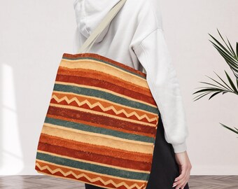 Southwestern Desert Stripe Tote Bag • Boho Western Desert Accessory Gift, 3 sizes