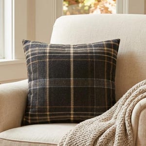 Fall Plaid Throw Pillow | Cozy Farmhouse Cabin Décor, 7-Sizes