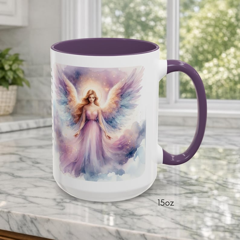 Angel Mug • Heavenly Guardian Coffee Cup, (11oz, 15oz) 5 colors Purple
