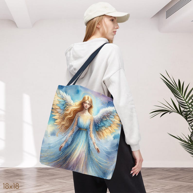 Draagtas engel • Wings of Grace • Celestial Spiritual Gift • Inspirerende herdenkingstas • 3 maten 18" × 18''