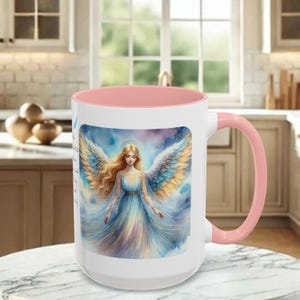 Angel Mug • Heavenly Guardian Coffee Cup, (11oz, 15oz) 5 colors Pink
