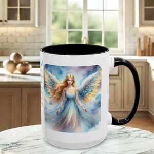 Angel Mug • Heavenly Guardian Coffee Cup, (11oz, 15oz) 5 colors Black