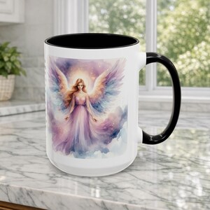 Angel Mug • Heavenly Guardian Coffee Cup, (11oz, 15oz) 5 colors Black