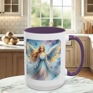 Angel Mug • Heavenly Guardian Coffee Cup, (11oz, 15oz) 5 colors Purple