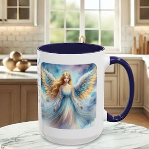 Angel Mug • Heavenly Guardian Coffee Cup, (11oz, 15oz) 5 colors Navy
