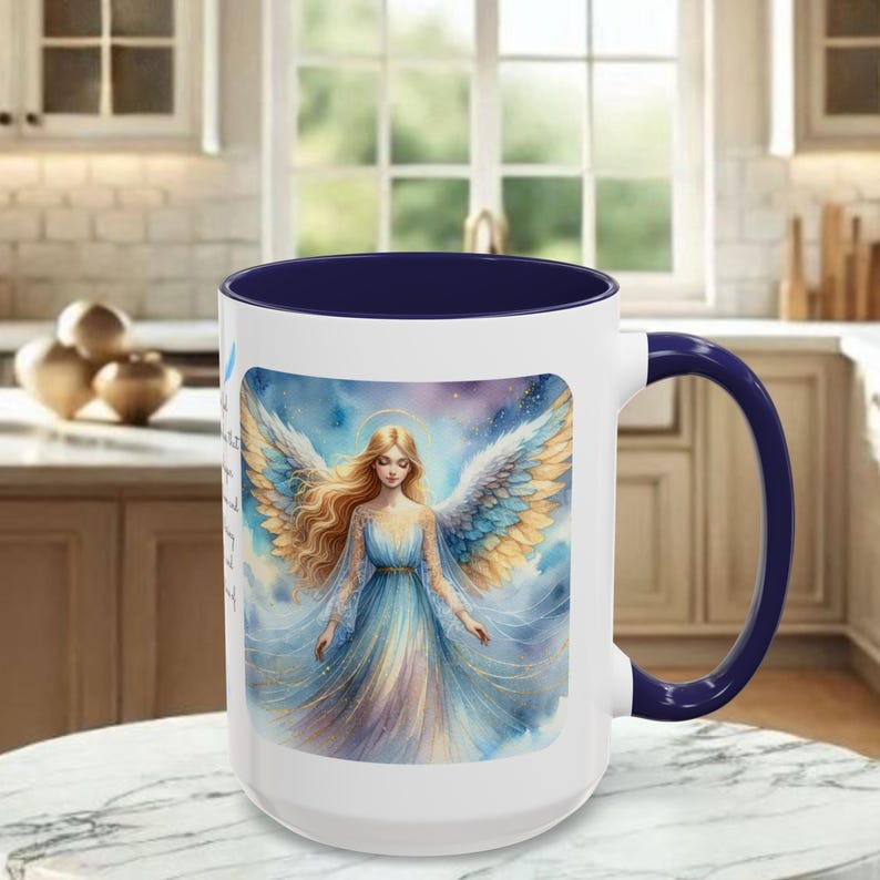 Angel Mug • Heavenly Guardian Coffee Cup, (11oz, 15oz) 5 colors Navy