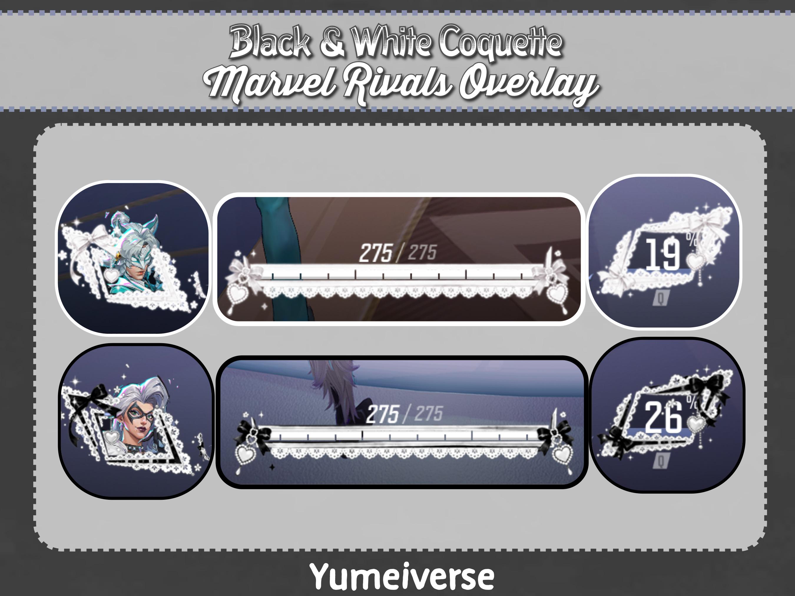 Marvel Rivals Hud Layout Black & White Coquette Lace Marvel Rivals HUD | 1080p 1440p Stream ...