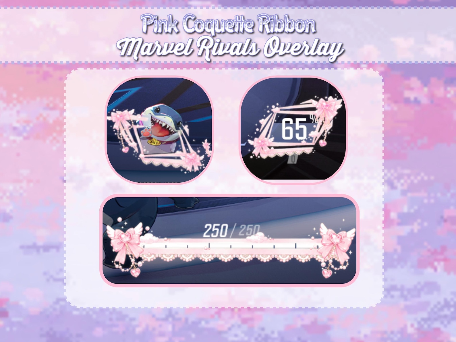 Marvel Rivals Hud Layout Pink Coquette Ribbon Marvel Rivals HUD | 1080p 1440p Stream Overlay ...
