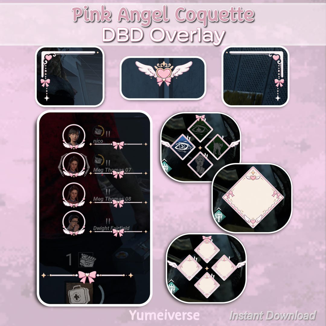 Pink Angel Coquette DBD HUD | 1080p Stream Overlay | Angel Wings UI Overlay | Dead by Daylight - Etsy