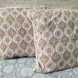 Handblock Paisley Cotton Pillow Shams – Set of 2 Boho Cushion Covers