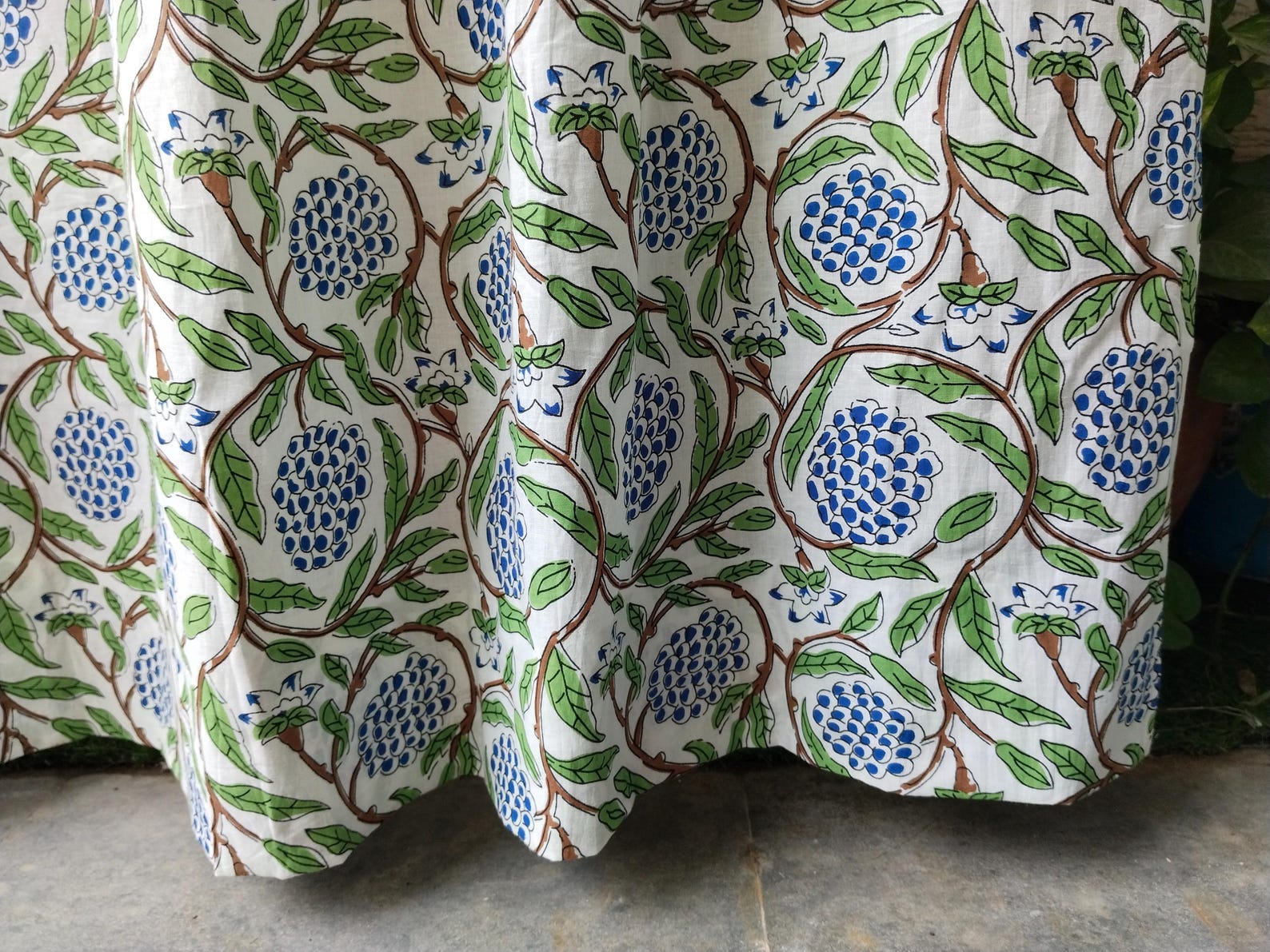 Block Print Cotton Curtains, Boho Floral Window Drapes, Light Filtering ...