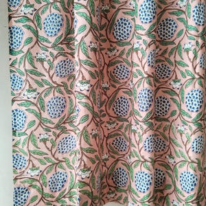 Hand Block Print Cotton Curtain Set of 2 Panel Home Decor India Style Curtain