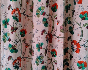 vintage styled pink Velvet Curtain: Dusty Pink & Hazelnut, Room Decor Custom Size Available