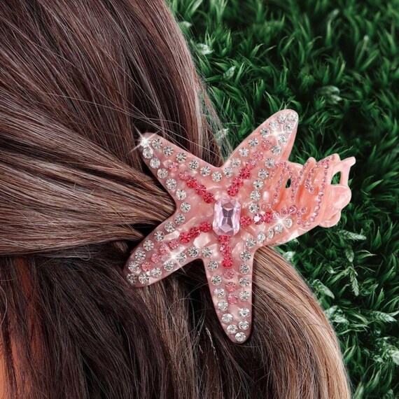 Dazzled Starfish Hair Claw Clip | Acetate Barrette - Etsy display picture 3