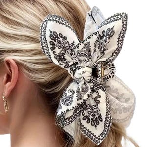1ピースボヘミアンボウバンダナファブリックヘアクロウクリップ|ヘアクリップ|バレッタ|ヘアアクセサリー