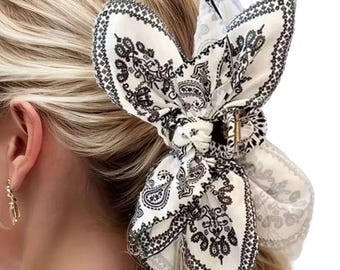 1 piece boho bow bandana fabric hair claw clip|hair clip|barrette|hair accessories