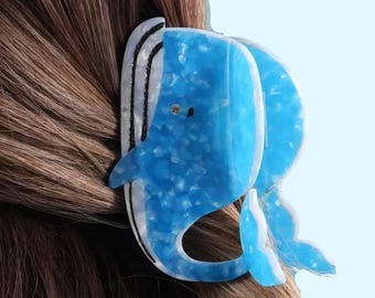 Blue Whale Hair Claw Clip | Acetate Barrette