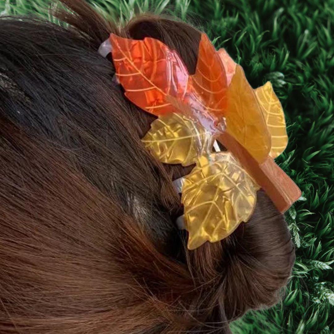 Fall Leaves Hair Claw Clip | Acetate Barrette - Etsy display picture 1