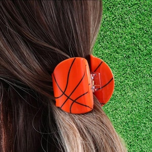 1 piece sports football, basketball, volleyball, tennis, soccer, hair claw clip|hair clip|barrette|hair accessories
