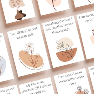 Mom Affirmation Cards, Positive Quote Flash Cards For New Mom Motivation, Printable postpartum affirmation cards, Boho Self-care for moms.