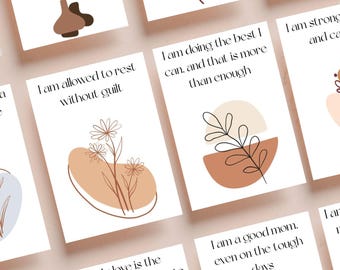 Mom Affirmation Cards, Positive Quote Flash Cards For New Mom Motivation, Printable postpartum affirmation cards, Boho Self-care for moms.