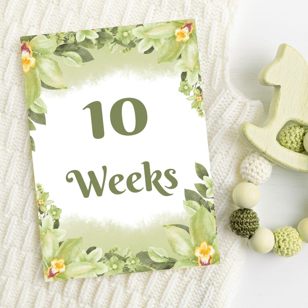 Printable Pregnancy Milestone Cards, Sage Green Pregnancy Tracker ...