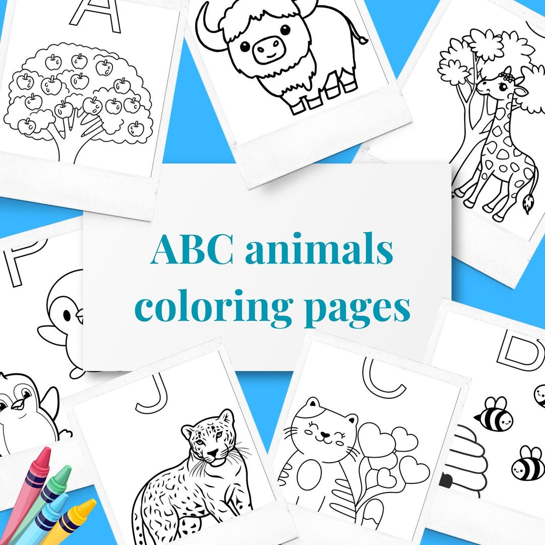 ABC Animals Coloring Pages, Alphabet Coloring Book A4, Preschool